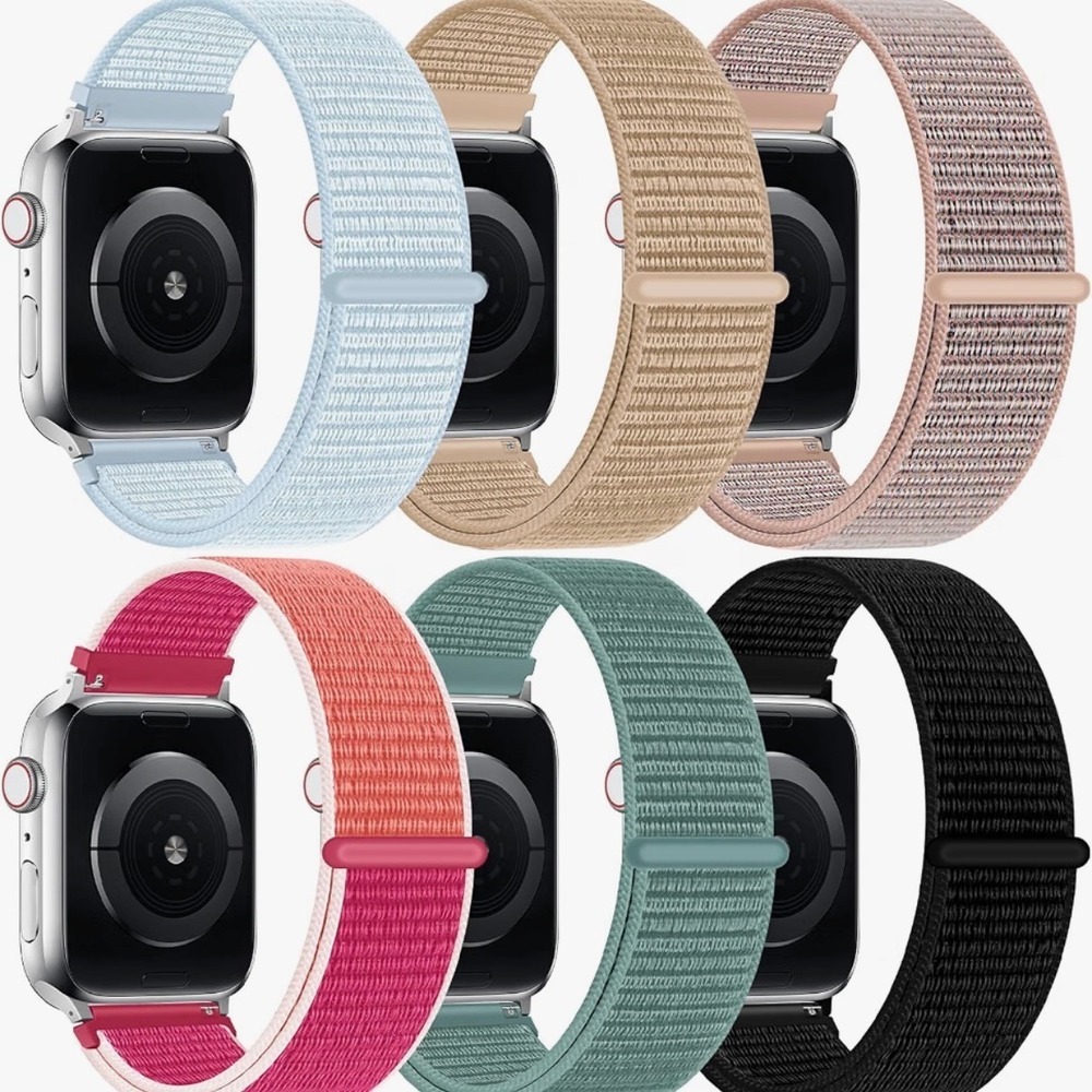 6 Pack Apple Watch Compatible Nylon Sport Loop Bands 44 45 46 49mm New